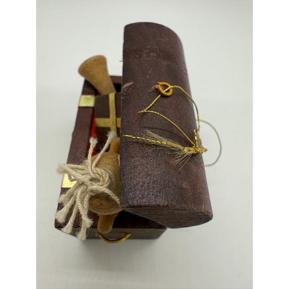 Vintage 1979 Wooden Christmas Ornament Toy Chest Doll Gift Handmade Retro - Picture 7 of 8